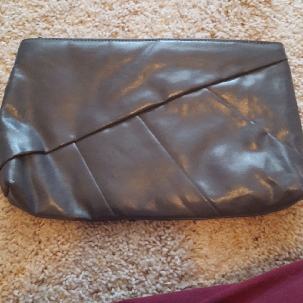 Vintage Grey Zippered Clutch 12"w x 7" deep.